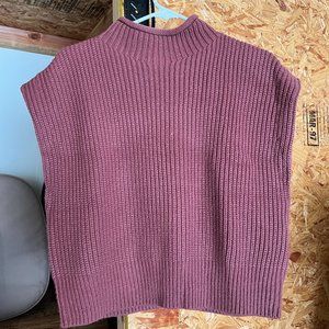 zara pink/maroon turtle neck short sleeved sweater